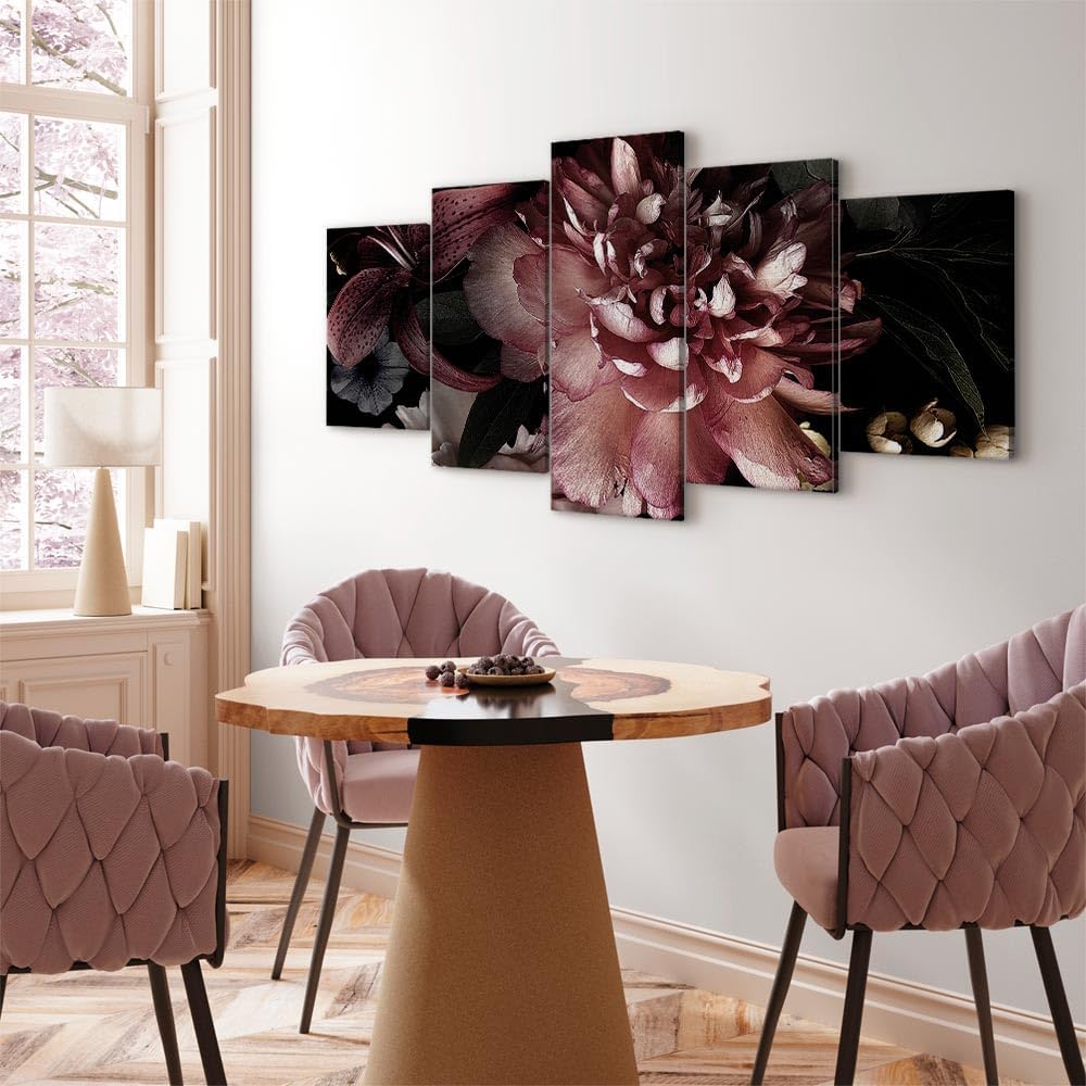 artgeist Canvas Wall Art Print Flowers 59x30 in - 5pcs Home Decor Framed Stretched Picture Photo Painting Artwork Image - Peonies Flowers Nature b-C-0638-b-m