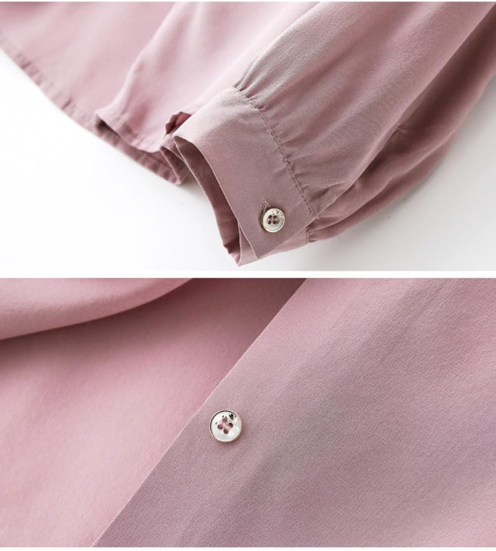 Women's Bow Streamer Silk Shirt Spring and Summer Loose Long Sleeves Soft and Elegant Business Top