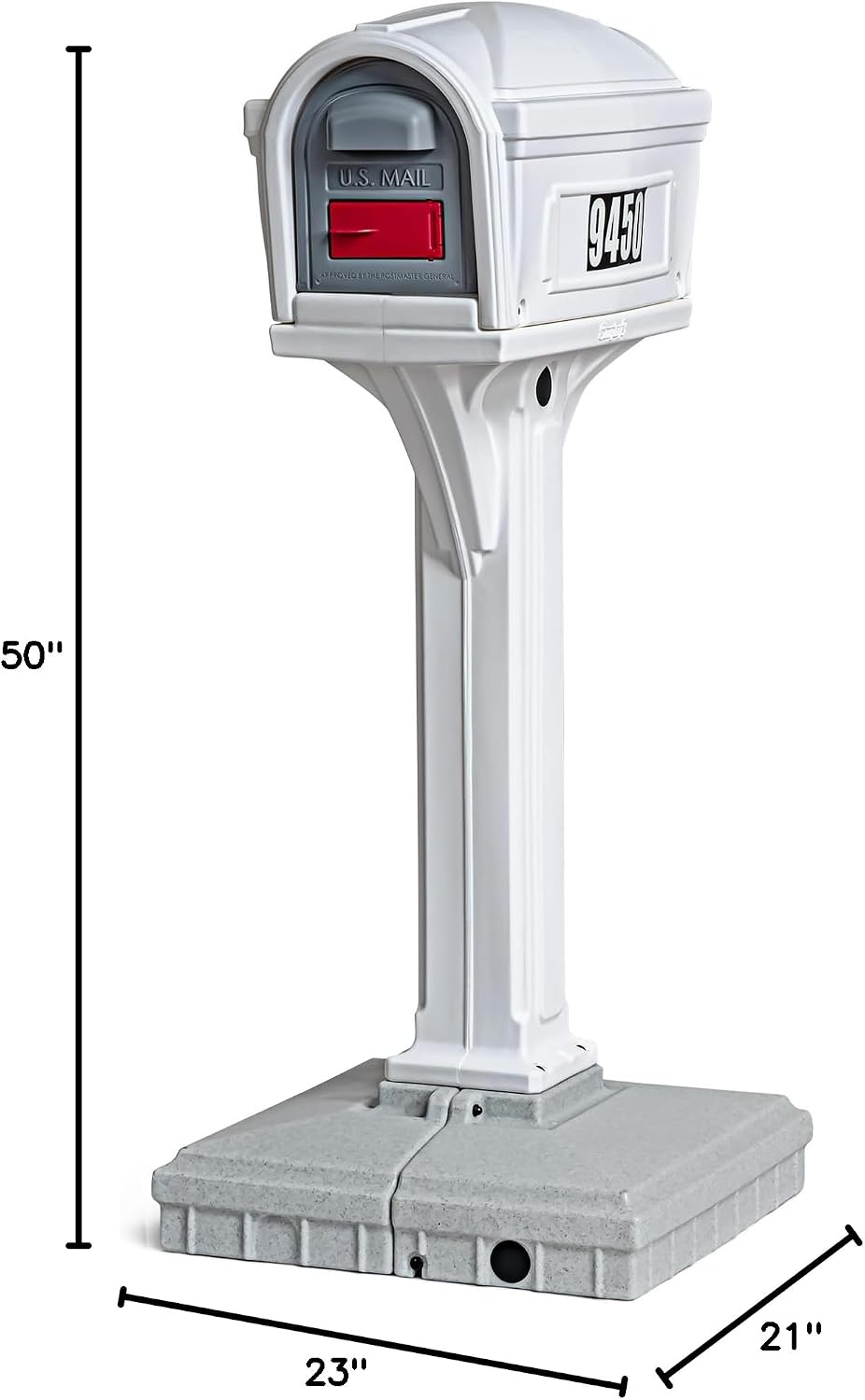 American Home by Simplay3 Premium Dig-Free Easy Up Classic Mailbox and Post Combination in White, Above Ground Mailbox