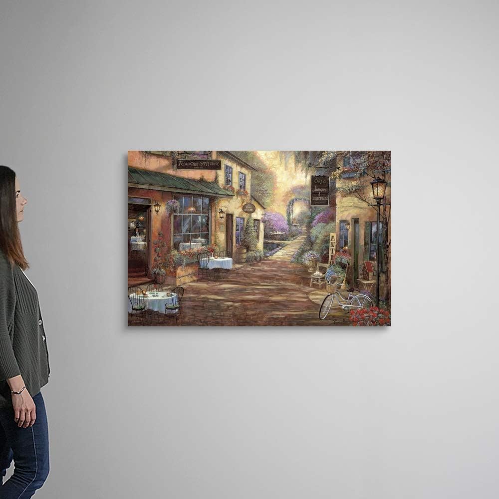 CANVAS ON DEMAND French Town Canvas Wall Art Print by Ruane Manning, Home Decor, Street Scene, Nature Artwork, 48' x32in