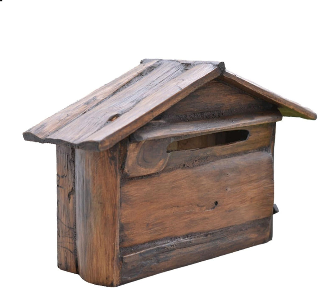 Vintage Mailboxes for Outside Wooden Cabin Mailbox Wall Mount Drop Box Rainproof Wall Post Box Rustic Country Suggestion Box