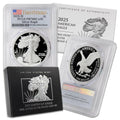 2025 W 1 oz American Silver Eagle Proof Coin PR-70 Deep Cameo (First Strike - Flag Label) with Original Government Packaging $1 PCGS PR70DCAM