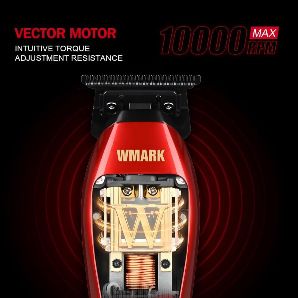 WMARK Professional Cordless Detail Hair Trimmer for Men & Barbers - 10,000 RPM Maglev Motor, DLC Blade, 3 Modular Lids & Repair Tools, Rechargeable NG-XT1