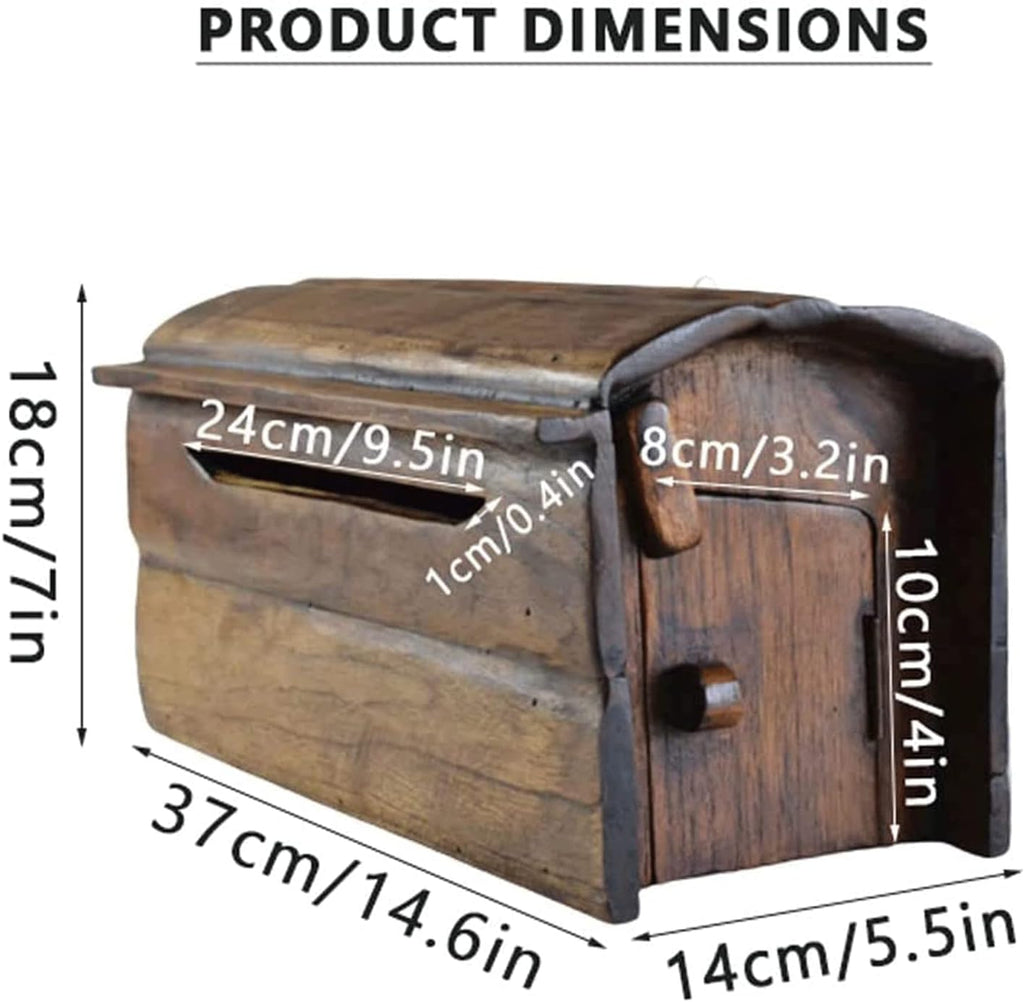 Key Drop Box Vintage Mailbox Wooden Wall Mount Drop Box Medium Capacity Post Box Home Decor with Lid Mailboxes Indoor Mailbox Easy to Install