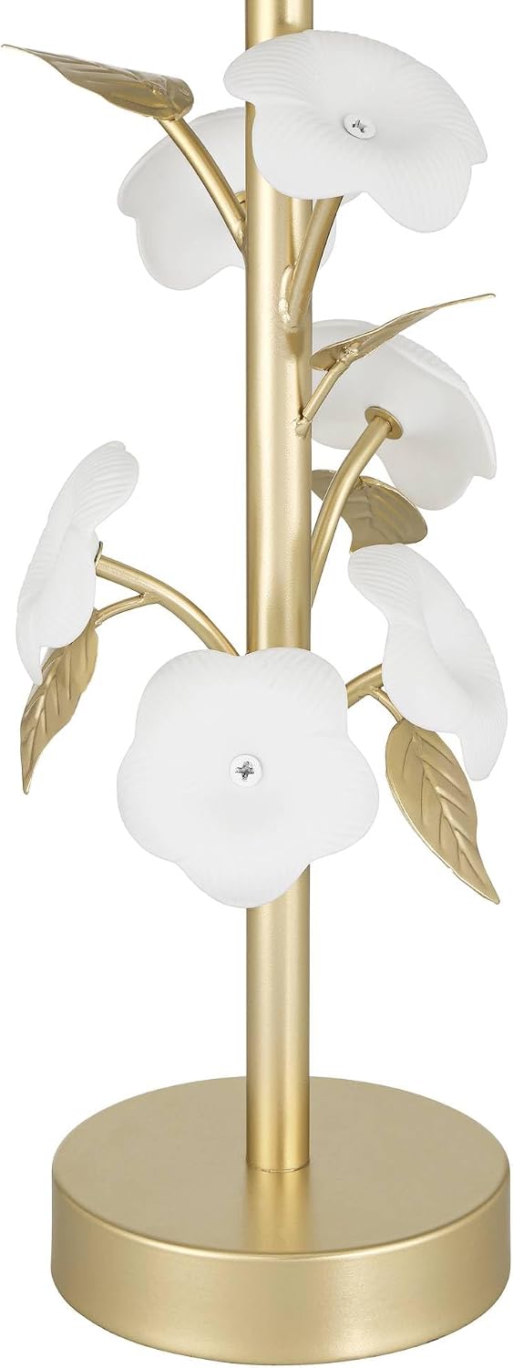 360 Lighting Descanso 21' H Gold and White Flower Table Lamp Set of 2 with Dimmer