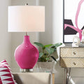 Color + Plus OVO 28 1/2' Tall Modern End Table Lamp Vivacious Pink Finish Glass Single Linen White Shade Living Room Bedroom Bedside Nightstand House Office Home Reading Kitchen Entryway Console
