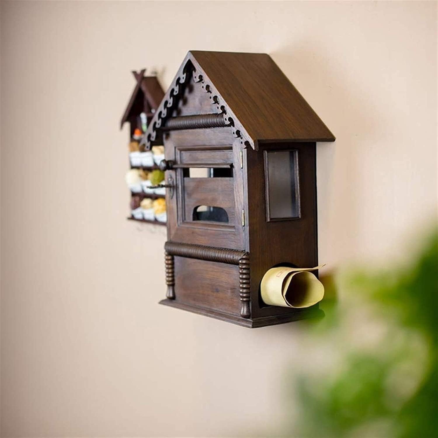 Wall-Mounted Mailbox, Wooden Post Box, Mailboxes Wall Mounted, Easy to Install, Suitable for Villa, Outdoor, School, Family