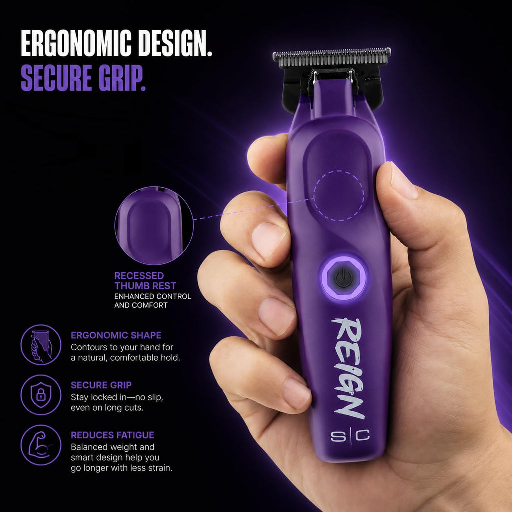 Stylecraft Reign Professional Hair Clipper, Hair Trimmer with Brushless Motor, USB-C Rechargeable, Designed by Barbers for Precision Beard and Hair Grooming