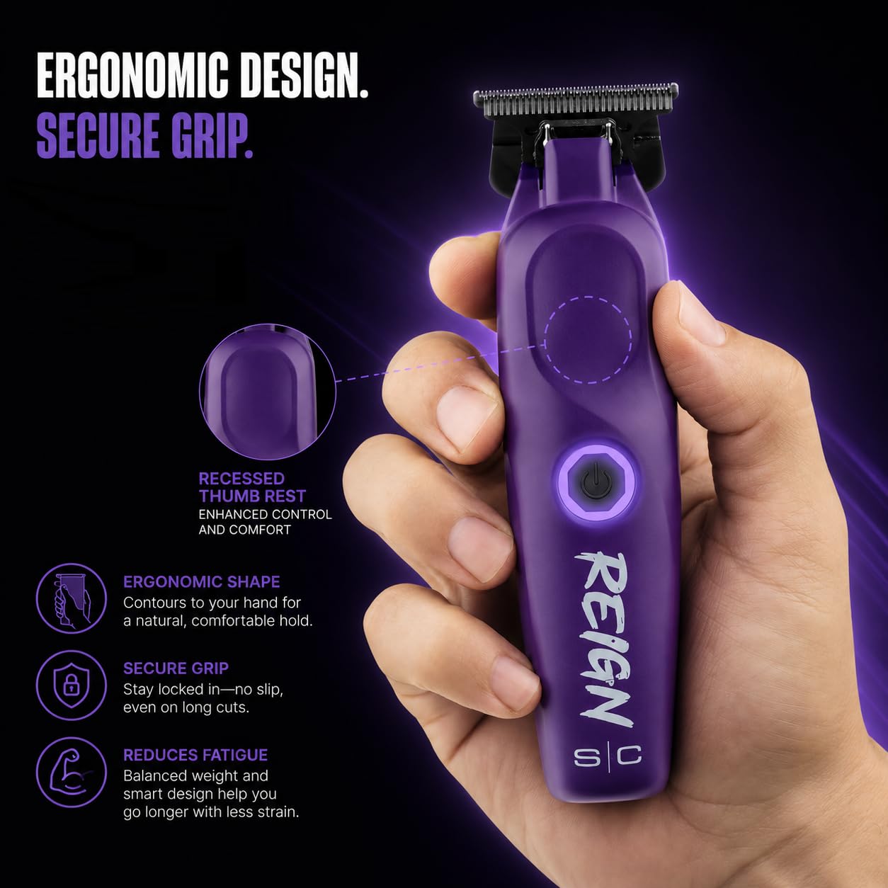 Stylecraft Reign Professional Hair Clipper, Hair Trimmer with Brushless Motor, USB-C Rechargeable, Designed by Barbers for Precision Beard and Hair Grooming