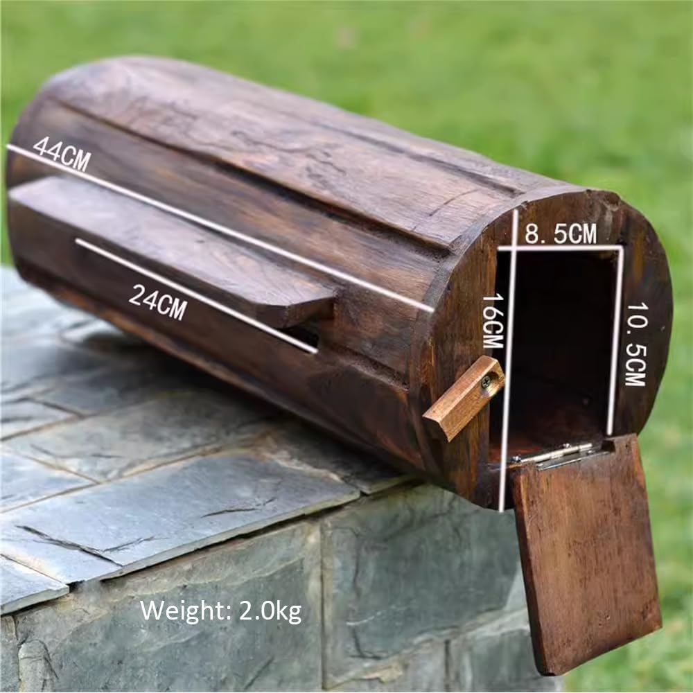 Long Round Letter Box Outdoor Wooden Post Box Wall Mounted Letter Box Home Garden Decoration