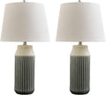 Signature Design by Ashley Afener Contemporary 26' Ceramic Table Lamp, Set of 2, Blue & Beige