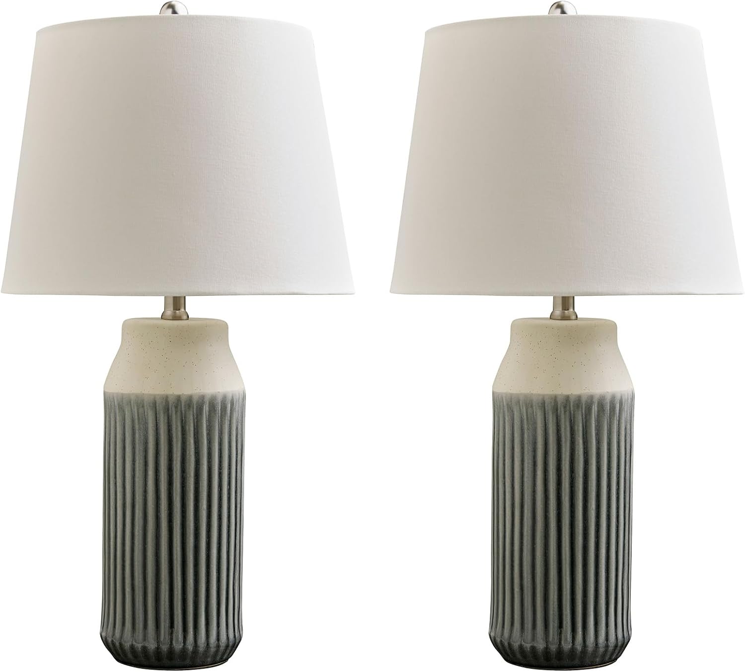 Signature Design by Ashley Afener Contemporary 26' Ceramic Table Lamp, Set of 2, Blue & Beige