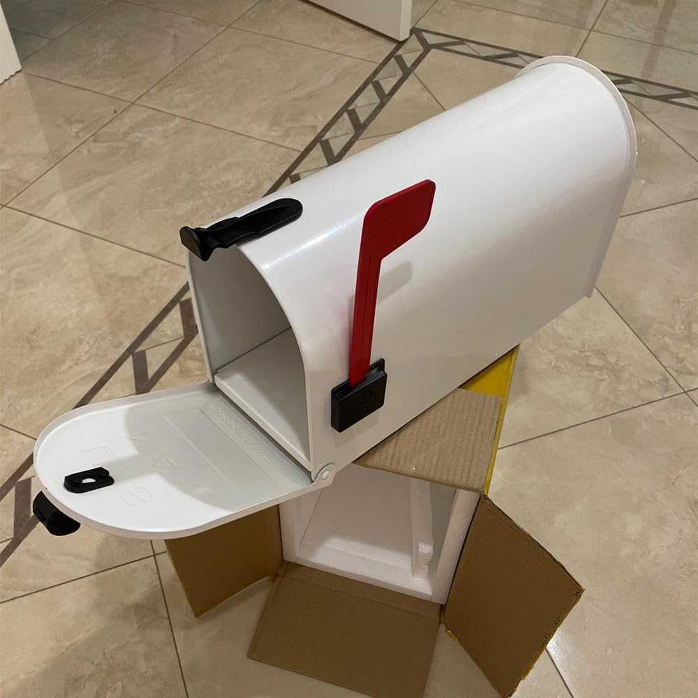 Post Box, Wall Mounted Letterbox, Letter Boxletterbox Post Mount Letterbox American Mailboxes With Stand Outdoor Garden Park Villa Metal Postbox Newspaper Letter Box Drop Box mailbox ( Color : White W