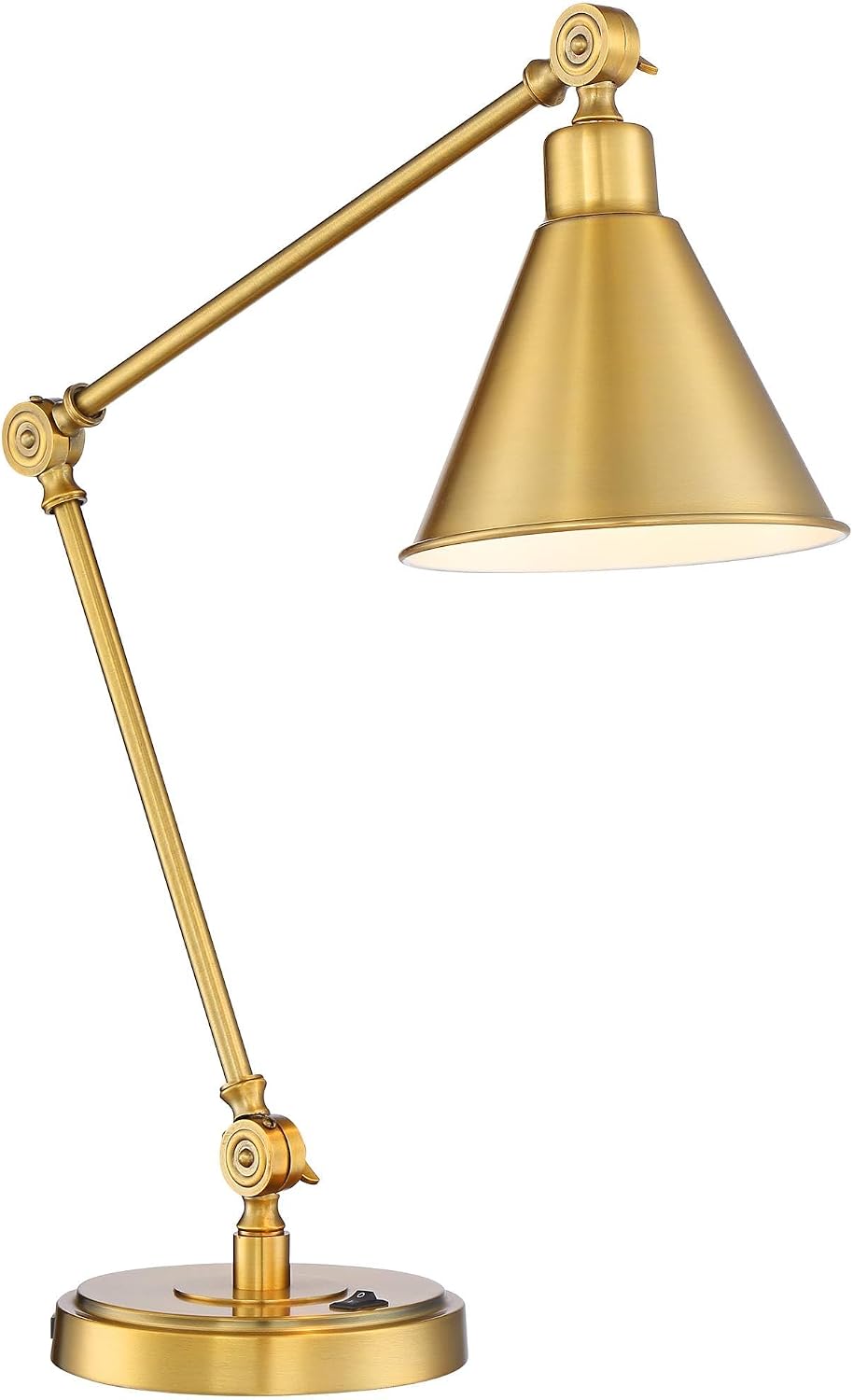 360 Lighting Wray 26 3/4' Tall Modern Desk Lamps Set of 2 USB Port Adjustable Warm Antique Gold Finish Metal Shade Home Office Living Room Charging Bedroom Bedside Nightstand House Reading