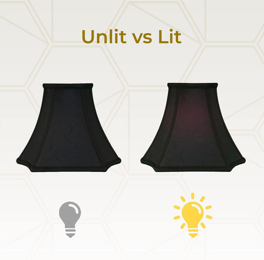 Royal Designs, Inc. BS-714-11BLK-2 Square Inverted Corner Bell Basic Lamp Shade, 5 x 11.5 x 8.5, Black with Gold, 2-Pack