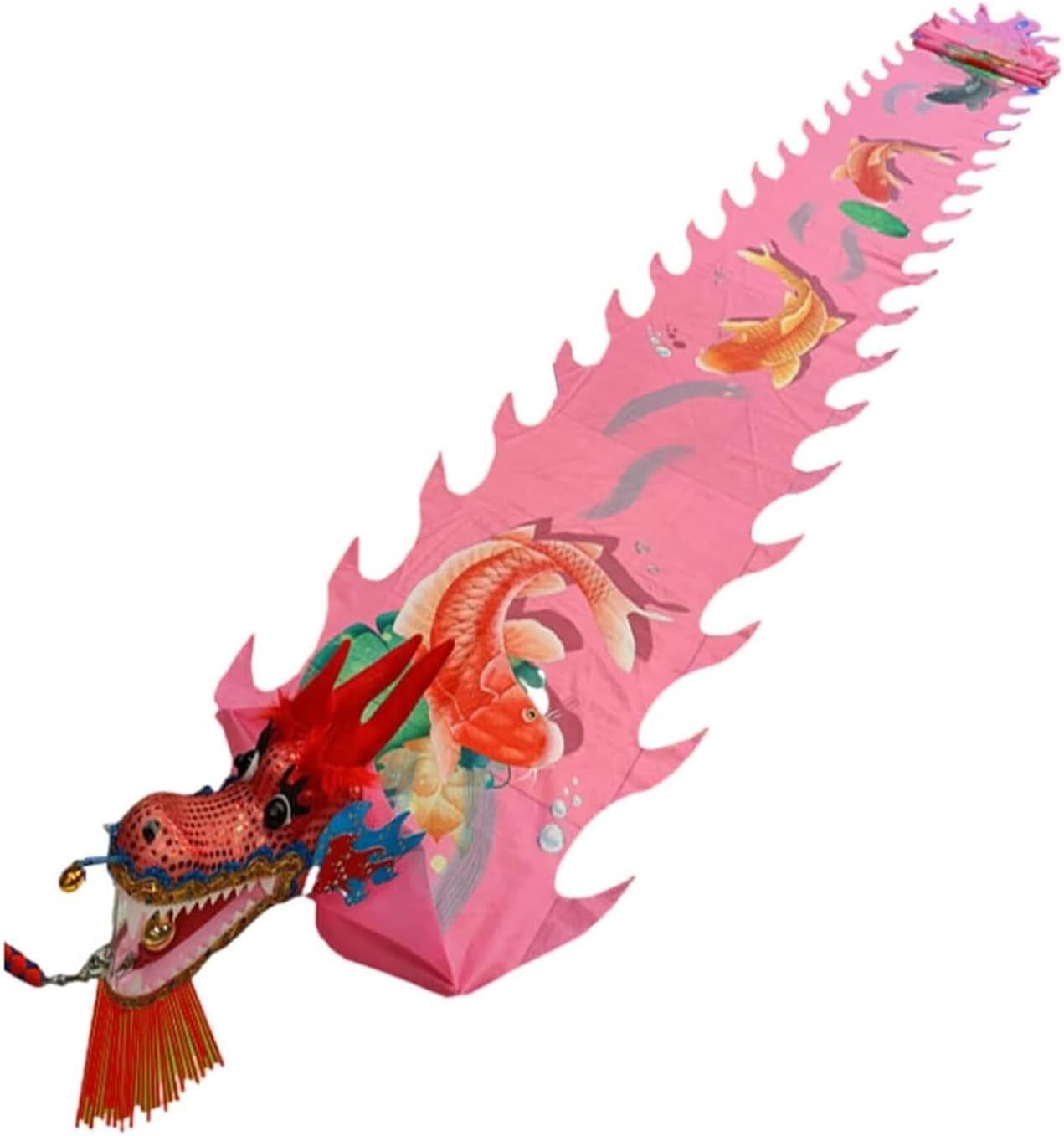 Traditional Dragon Lion Dance Chinese Lion Dance Ribbon Streamer 3D Plastic Dragon, Cloth Props for Fitness Exercise Performance Chinese New Year(B,6m)
