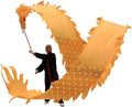 NOLLAM Outdoor 3D Colorful Dragon Dance Ribbon Streamer 75cm/29.5 in Chinese Silk Flowy Spinning & Shaking Poi for Outdoor Fitness Exercise Wu Long, 0.4KG, Gold