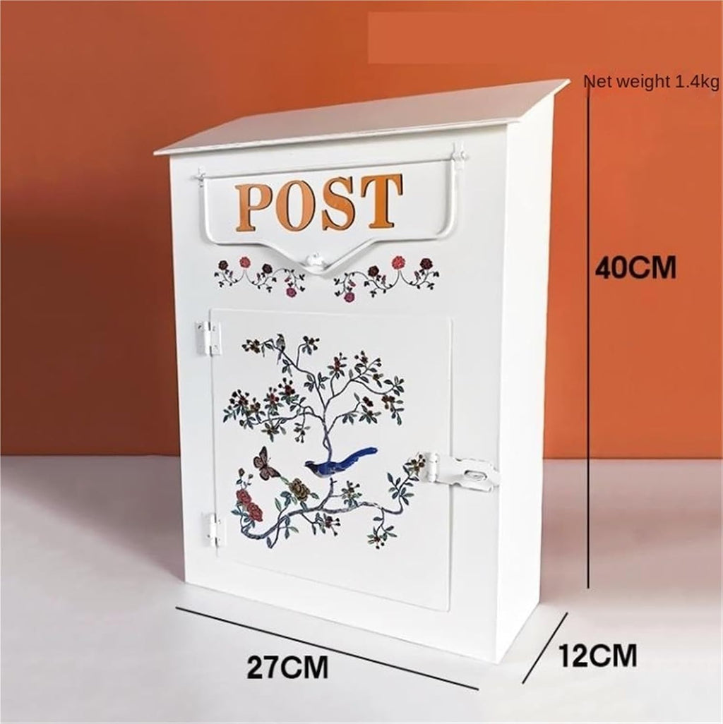 Mailboxes for Outside Wall Mounted Storage Mailbox Postbox Outdoor Creative Wall Iron Belt Lock Suggestion Box Mail Box(40x12x27cm)