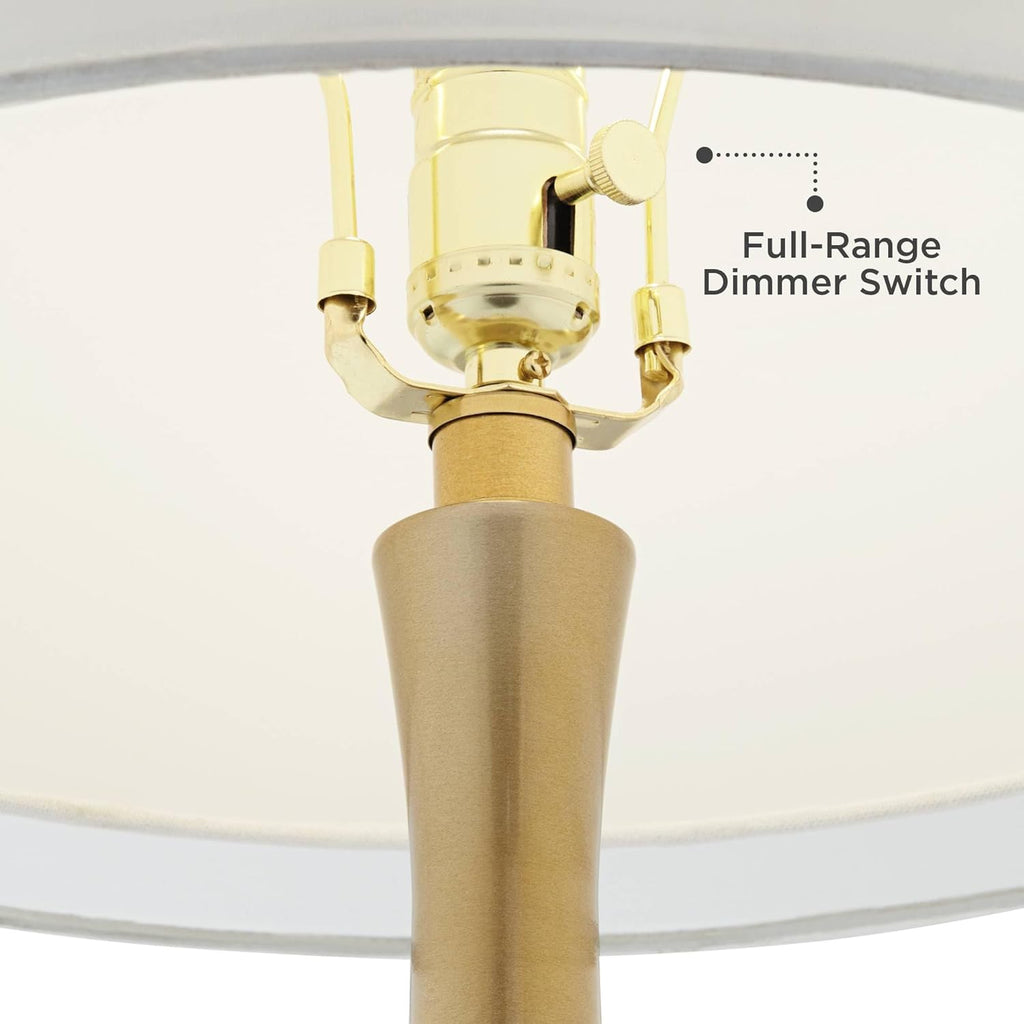 Color + Plus Nickki 30 1/2' Tall Large Mid Century Modern Coastal End Table Lamp Smoky Blue Gold Brass Finish Glass Metal Single White Shade Living Room Bedroom Bedside Nightstand House Office Home