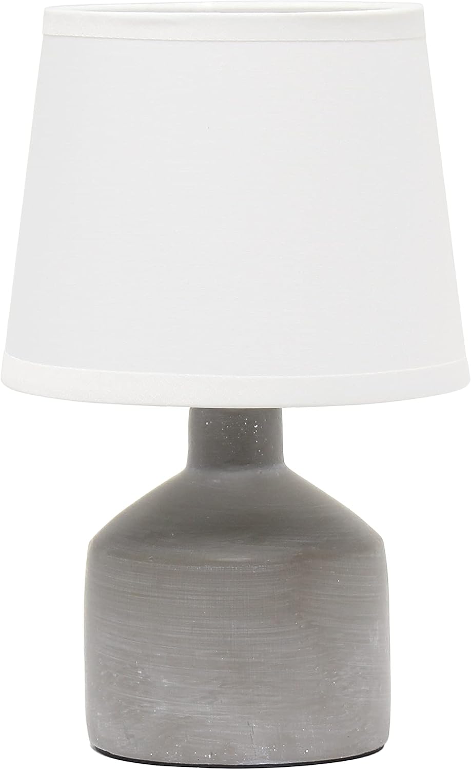 Simple Designs LT2080-GRY Mini Bocksbeutal Concrete Table Desk Lamp with Tapered Drum Fabric White Shade, Gray (Pack of 12)