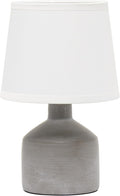 Simple Designs LT2080-GRY Mini Bocksbeutal Concrete Table Desk Lamp with Tapered Drum Fabric White Shade, Gray (Pack of 12)