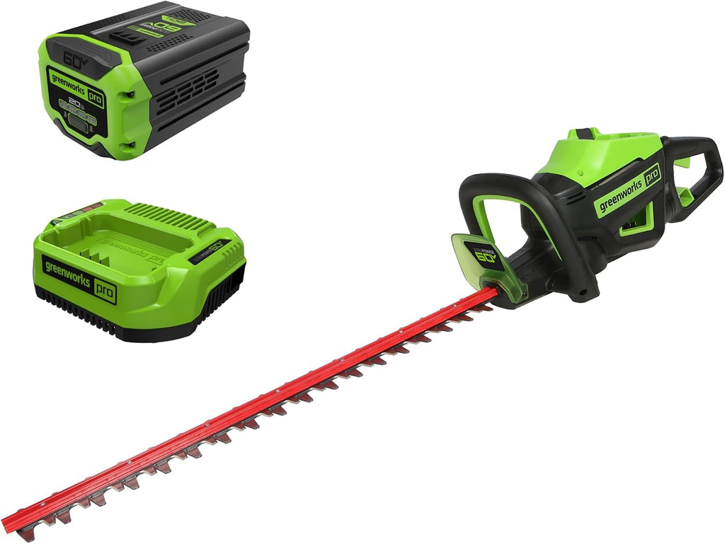 Greenworks 60V 26' Brushless Cordless Battery-Powered Hedge Trimmer, 2.0Ah Battery and Charger Included