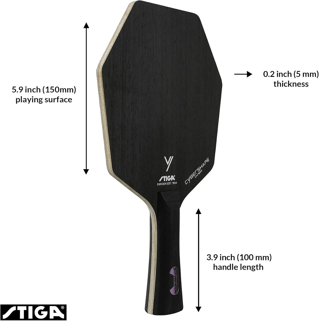 STIGA Cybershape Carbon Table Tennis Blade | Ping Pong Paddle - Unique Design for Larger Hitting Area & Increased Control - Competition Approved