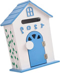 Wall Mount Mailbox Garden Wooden Post Box Rustic Sturdy Farmhouse Letter for Home Office(Blue)
