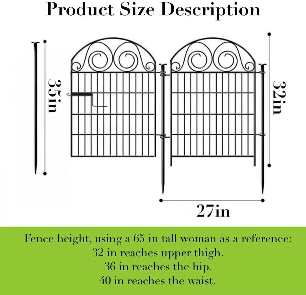 Getlay Tall Garden Fence with Gate, 32 Inch(H) 24 Panels Total Length 52.5 Ft Dog Fence Outdoor, Decorative Fence for Garden,Metal Temporary Fencing│Patented