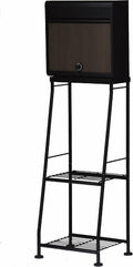 Green Life PS04FH614DM(MBK) Post Stand Set, Outdoor, Compatible with A4 Envelopes, with Dial Lock, Wood Grain Matte Black, Slim, Wood Grain Post Stand Set (Matt Black)