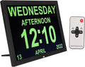 Septpenta Digital Calendar Alarm Clock Day Clock with 15' Large Display, 10 Languages, with Remote Control/Calendar/Alarm/Date/Day for Visually Impaired, Elderly, Dementia(USA)