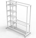 LZMZMQ Badminton Racket Display Rack with Wheels, Tennis Racquet/Ping Pong Racket Holder Storage Cart for Retail Store/Trade Show/Showcase, Garage Sports Equipment Organizer(White)
