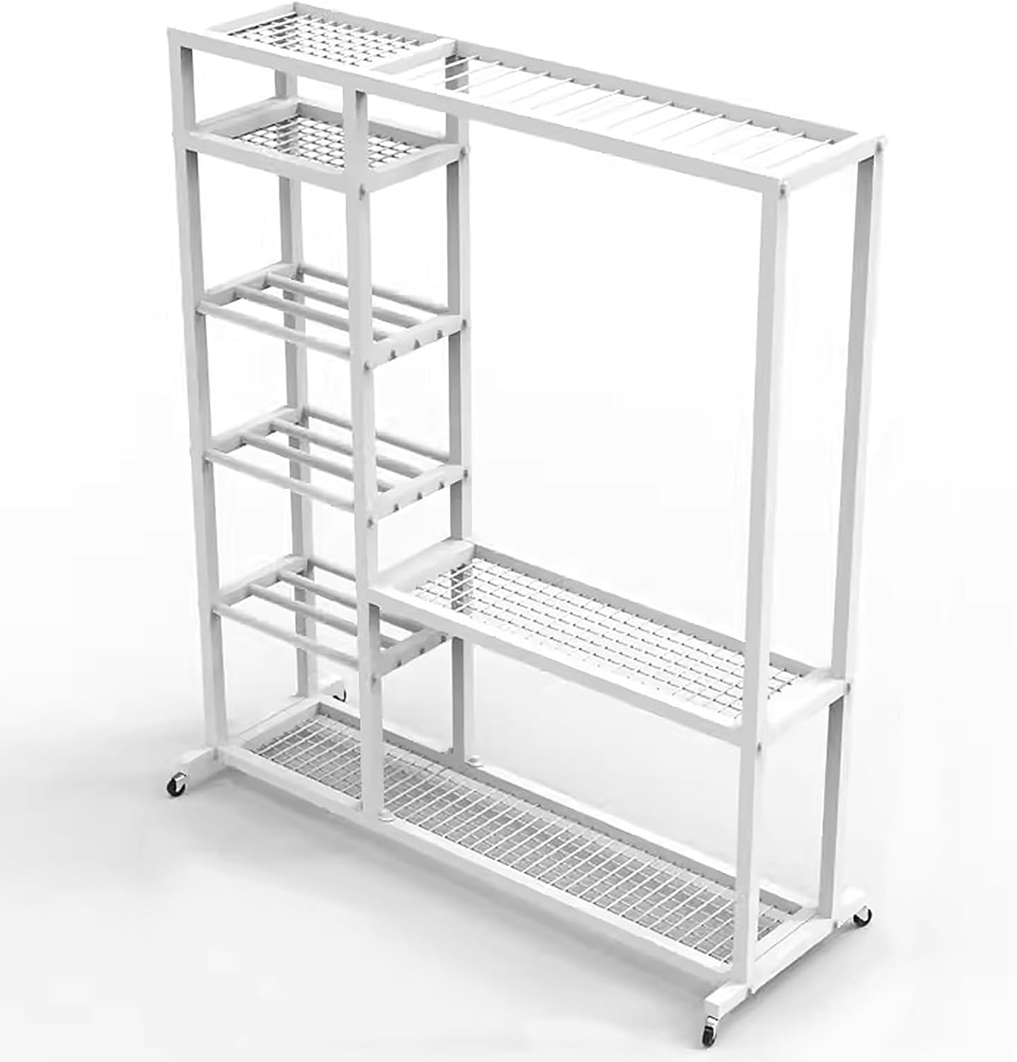 LZMZMQ Badminton Racket Display Rack with Wheels, Tennis Racquet/Ping Pong Racket Holder Storage Cart for Retail Store/Trade Show/Showcase, Garage Sports Equipment Organizer(White)