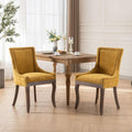 Dining Chairs Set of 2, Thickened Fabric Upholstered Chair with Neutral Solid Wood Legs & Bronze Nailhead Trim, Comfortable Accent Chairs for Dining Room/Kitchen/Living Space(Golden + Fabric)