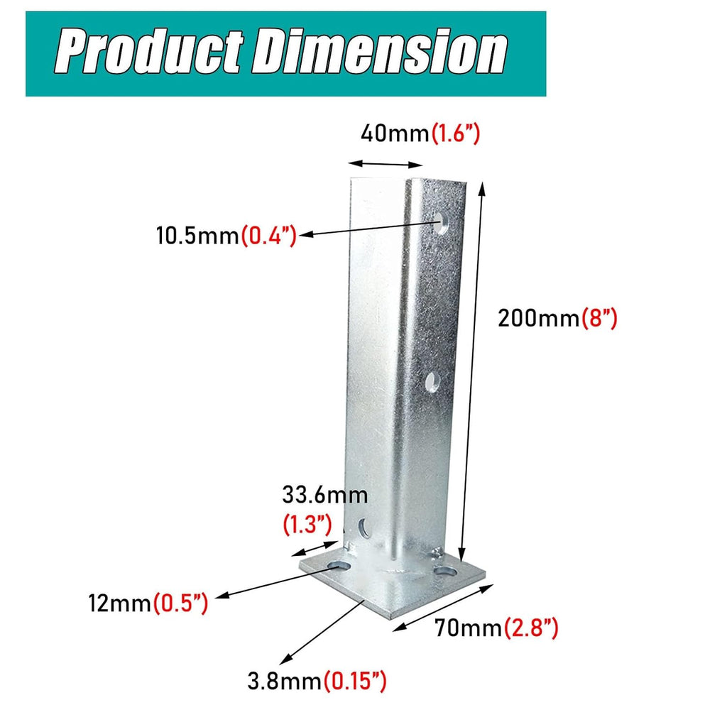 Adjustable Half Post Bracket for Repairing and Strengthening Post, Sturdy Mailbox Post Anchors, Pavilion Deck Railing Column Base Fit 1x1 2x2 3x3 4x4 1x2 2x3 2x4 Post(4PCS)