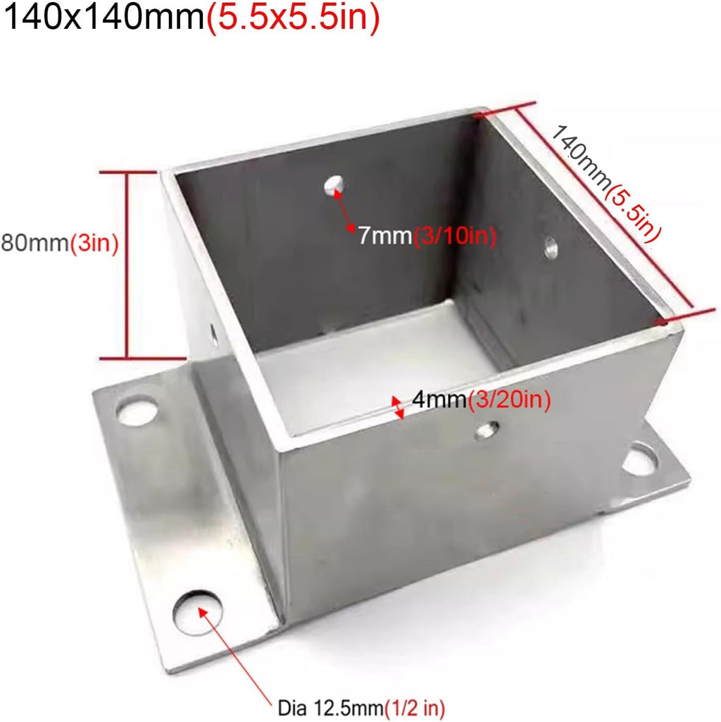 Metal Fence Post Bracket - Outdoor Support for Wood Columns and Mailbox Posts(140x140mm)