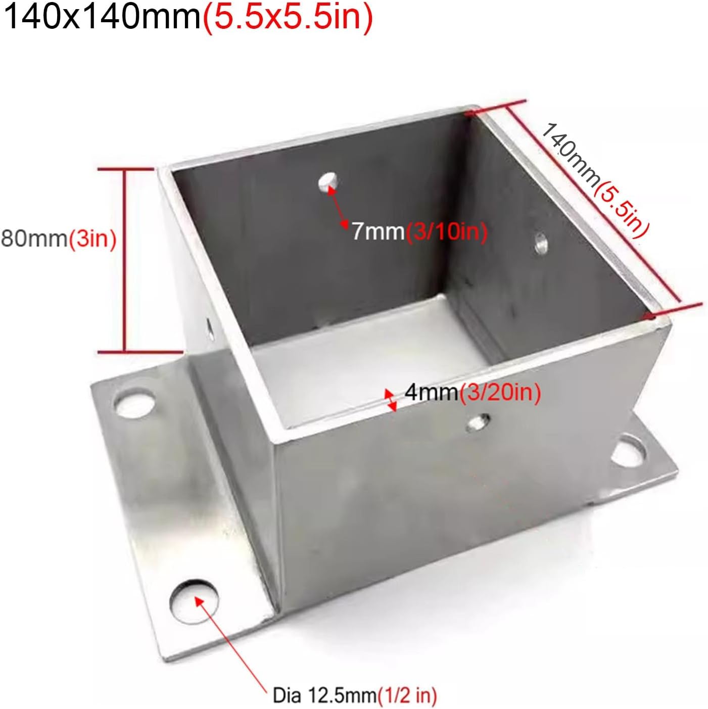 Metal Fence Post Bracket - Outdoor Support for Wood Columns and Mailbox Posts(140x140mm)