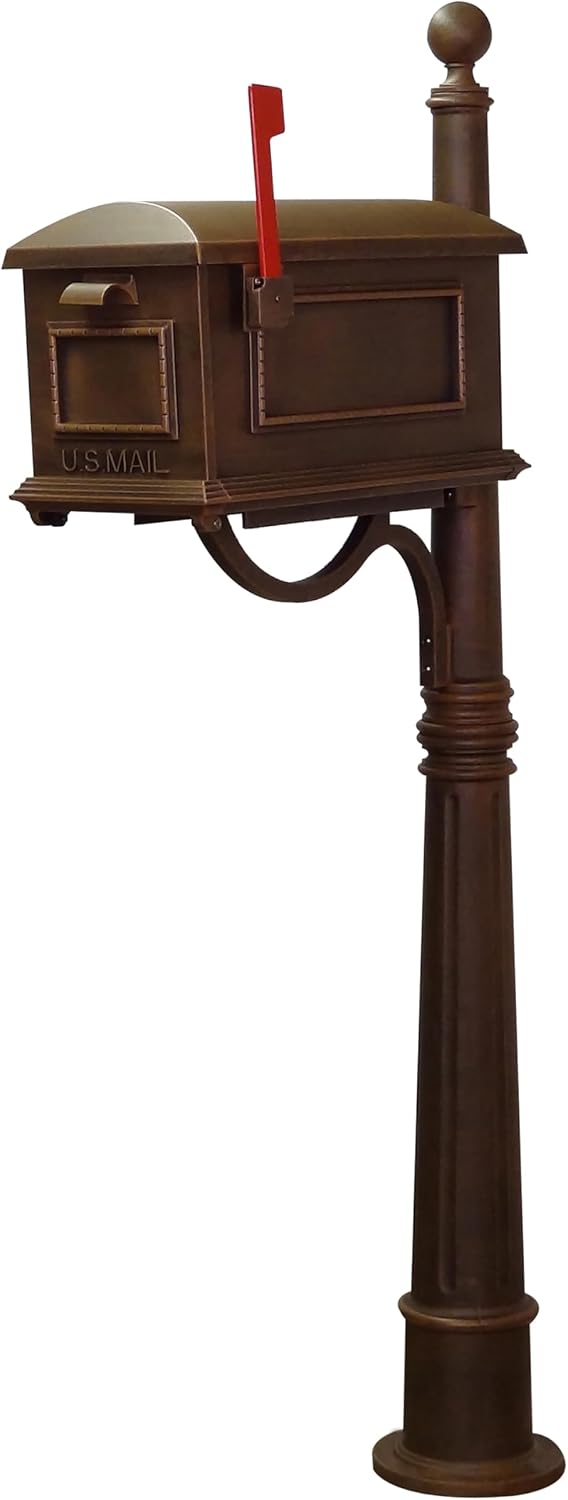 Special Lite Traditional Curbside Mailbox with Ashland Post - Copper Mailbox with Aluminum Post - SCT-1010_SPK-600-CP