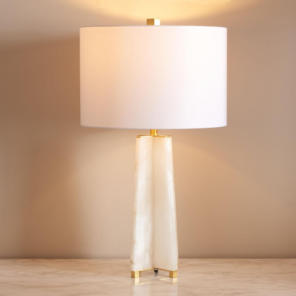 SAFAVIEH Couture Lighting Collection Gracellen Alabaster & Gold 27-inch Bedroom Living Room Home Office Desk Nightstand Table Lamp (LED Bulb Included)