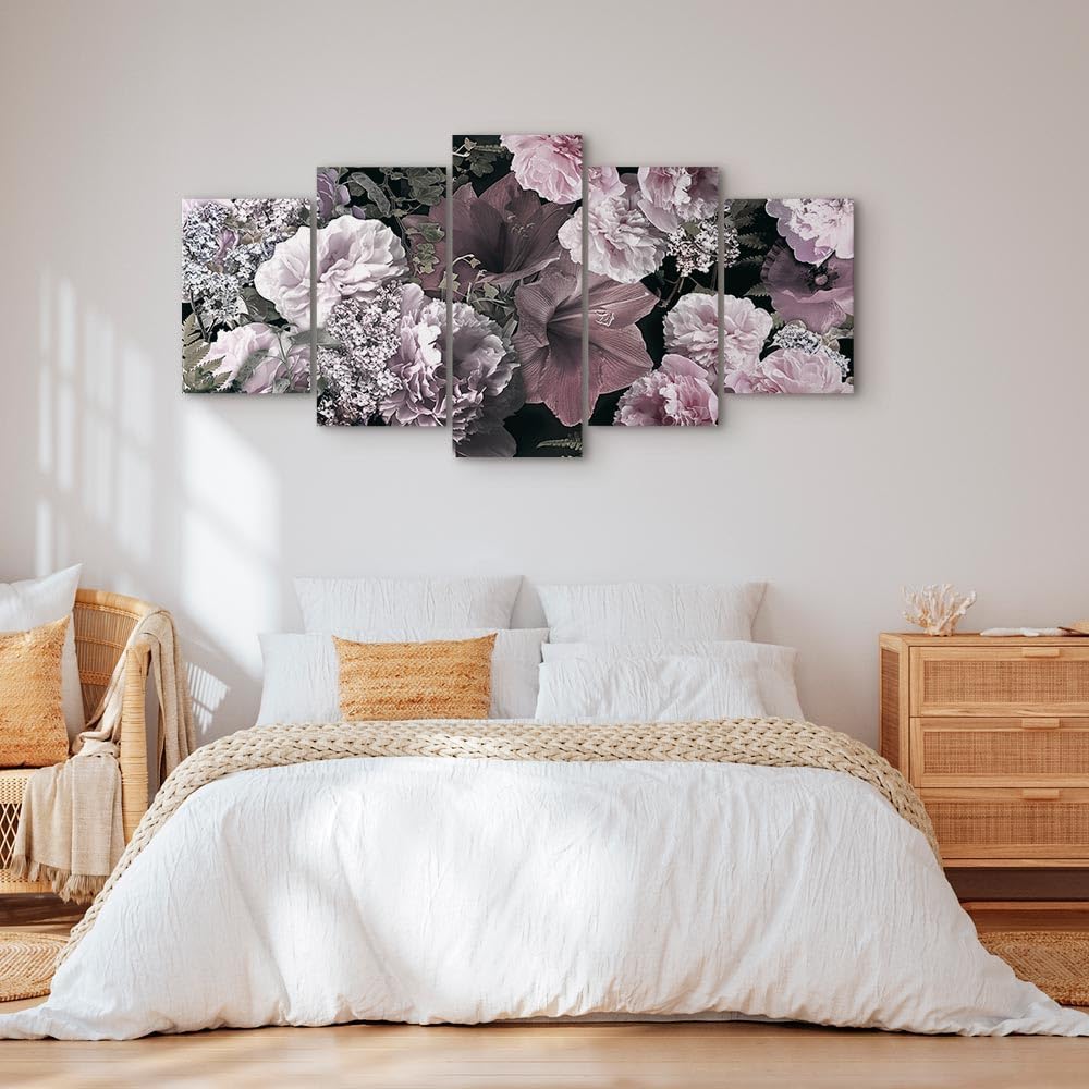 artgeist Canvas Wall Art Print Flowers 59x30 in - 5pcs Home Decor Framed Stretched Picture Photo Painting Artwork Image - Lilies Flowers Nature b-A-0668-b-m