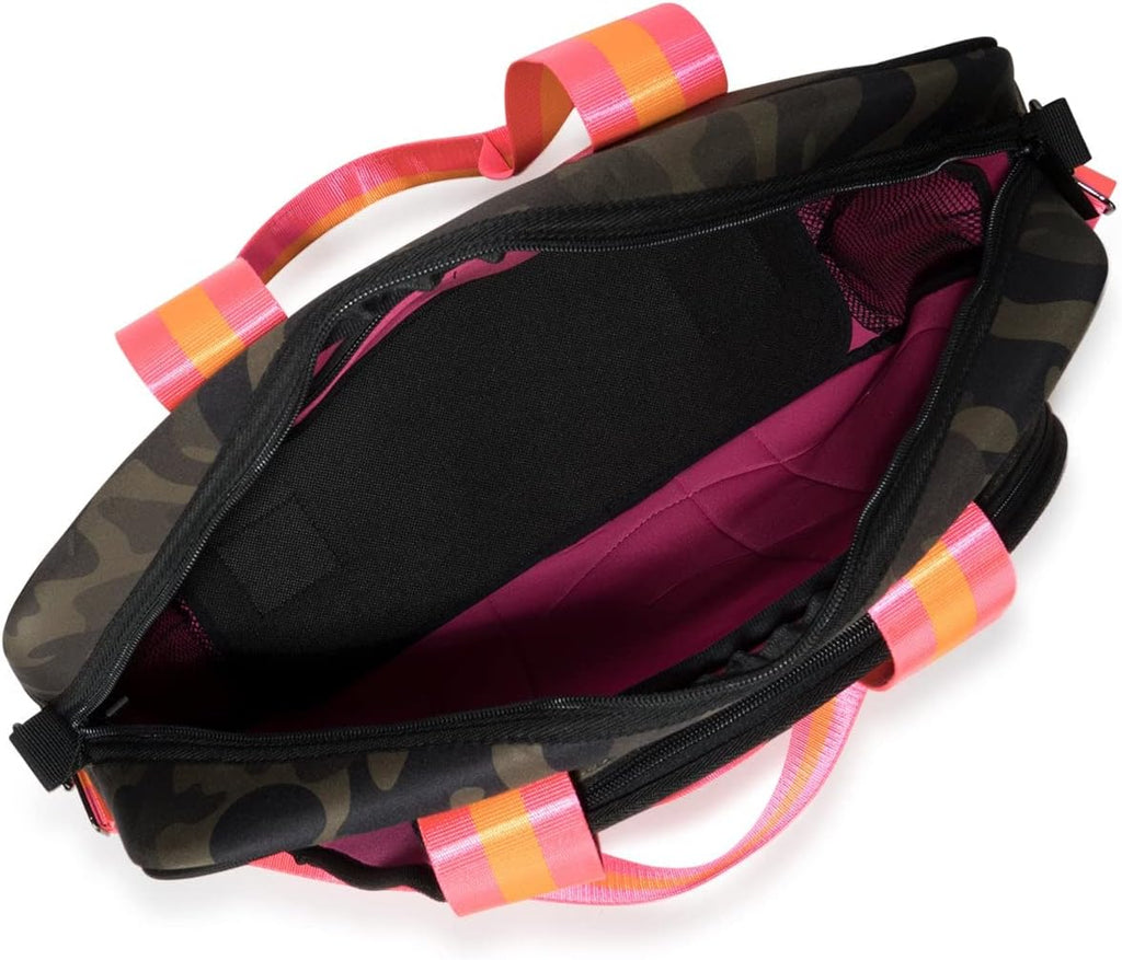 Haute Shore - Billie Showoff Tennis Bag, Green Camo w/Pink & Orange Stripes, One_Size