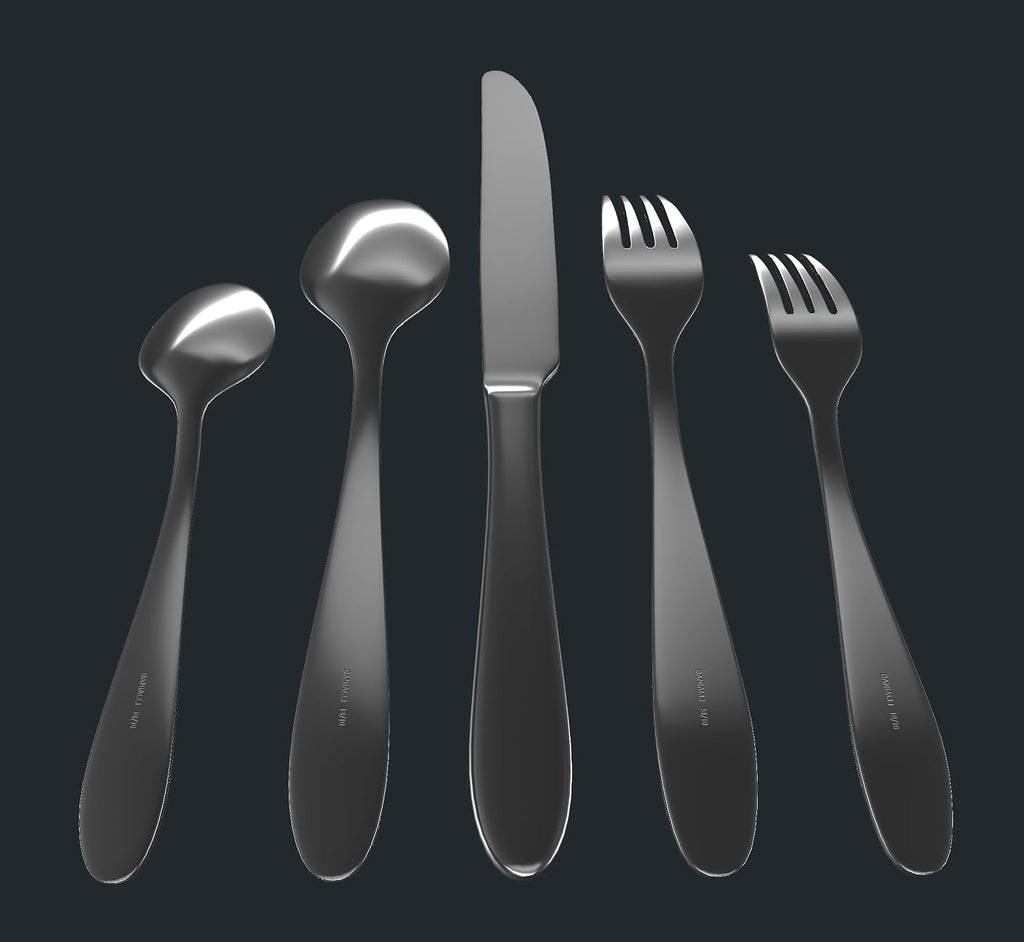 Danialli Matte Silverware Set, 18/10 Stainless Steel Satin Flatware, Modern Brushed Finish Cutlery, Dishwasher Safe & Durable, Built to Last (40-Piece, Razzoli)