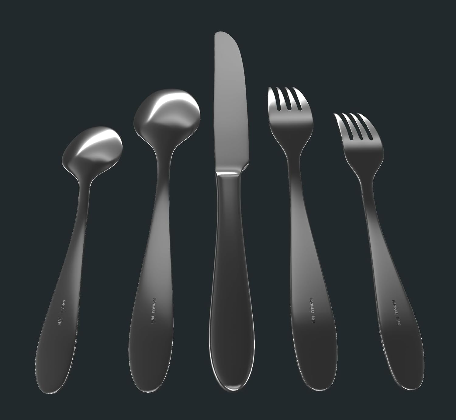 Danialli Matte Silverware Set, 18/10 Stainless Steel Satin Flatware, Modern Brushed Finish Cutlery, Dishwasher Safe & Durable, Built to Last (40-Piece, Razzoli)