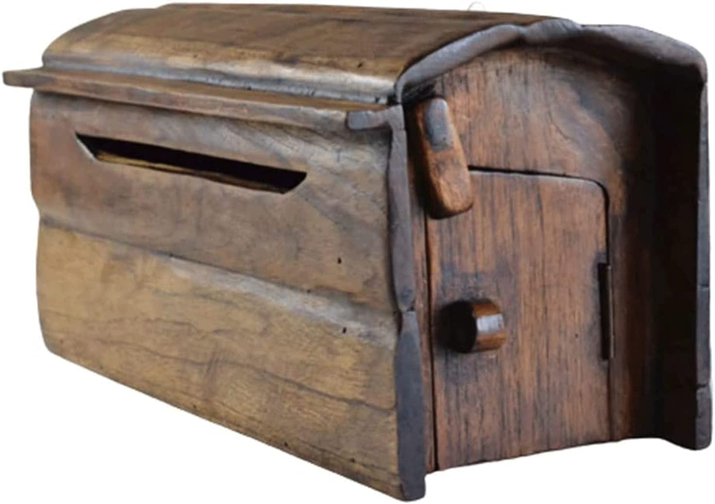 POCHY Exquisite Mailbox Vintage Mailbox Wooden Wall Mount Drop Box Medium Capacity Post Box Home Decor with Lid Mailboxes Indoor Mailbox Safer