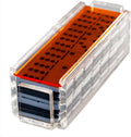 Deluxe Double Six Dominoes Set for Adults, Dominoes Double 6 Set in Acrylic Box with Color Lid, Dominos Set with Professional Jumbo Tile with Spinner Dominoes Game, Made in USA (Orange)