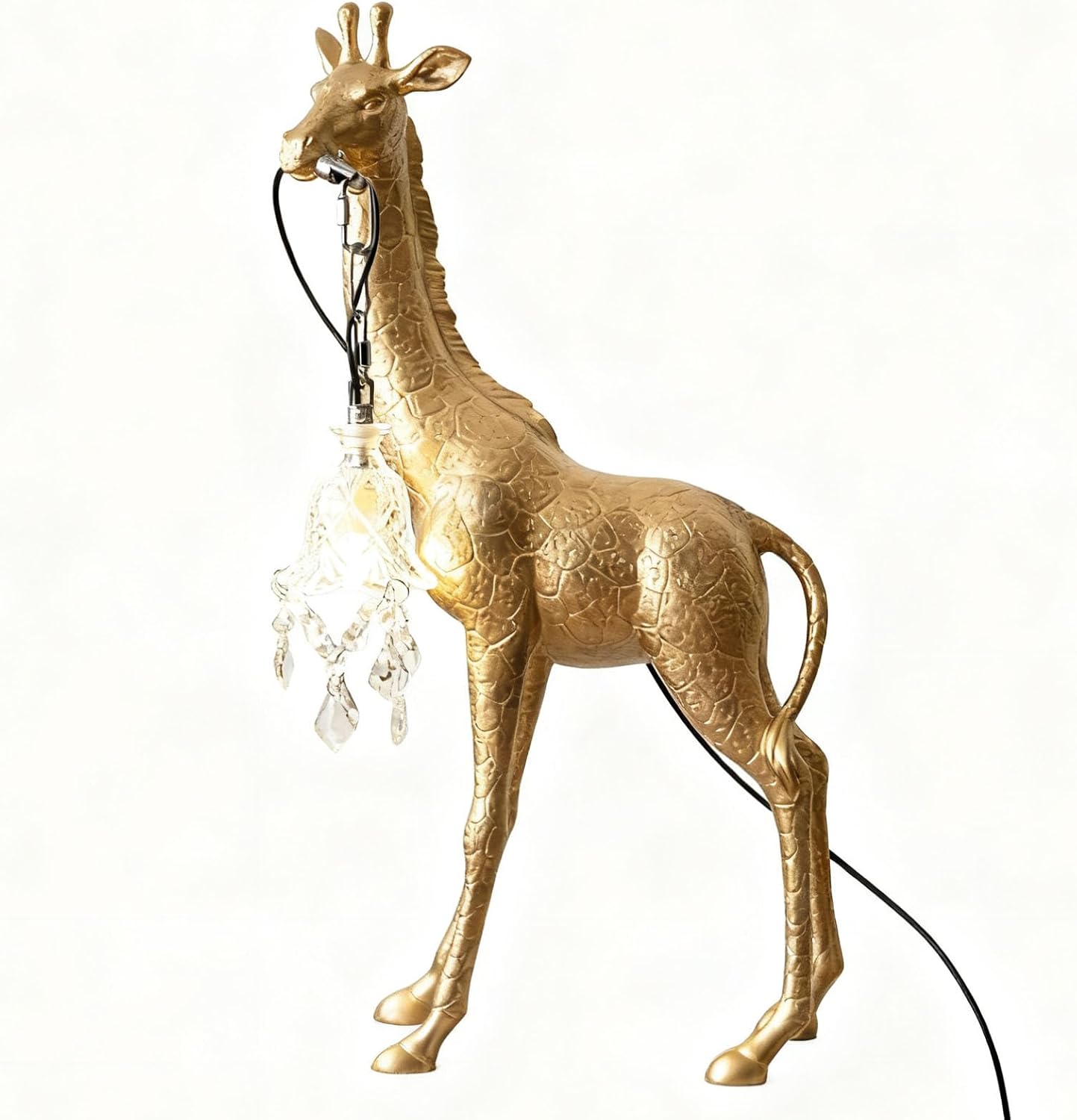 Resin Big Giraffe Table Lamp,H23.6in,Cute Animal Decor Lamp for Bedroom Living Room, Eye-Caring LED Light with Crystal Lampshade for Kids Adults (Gold H23.6)