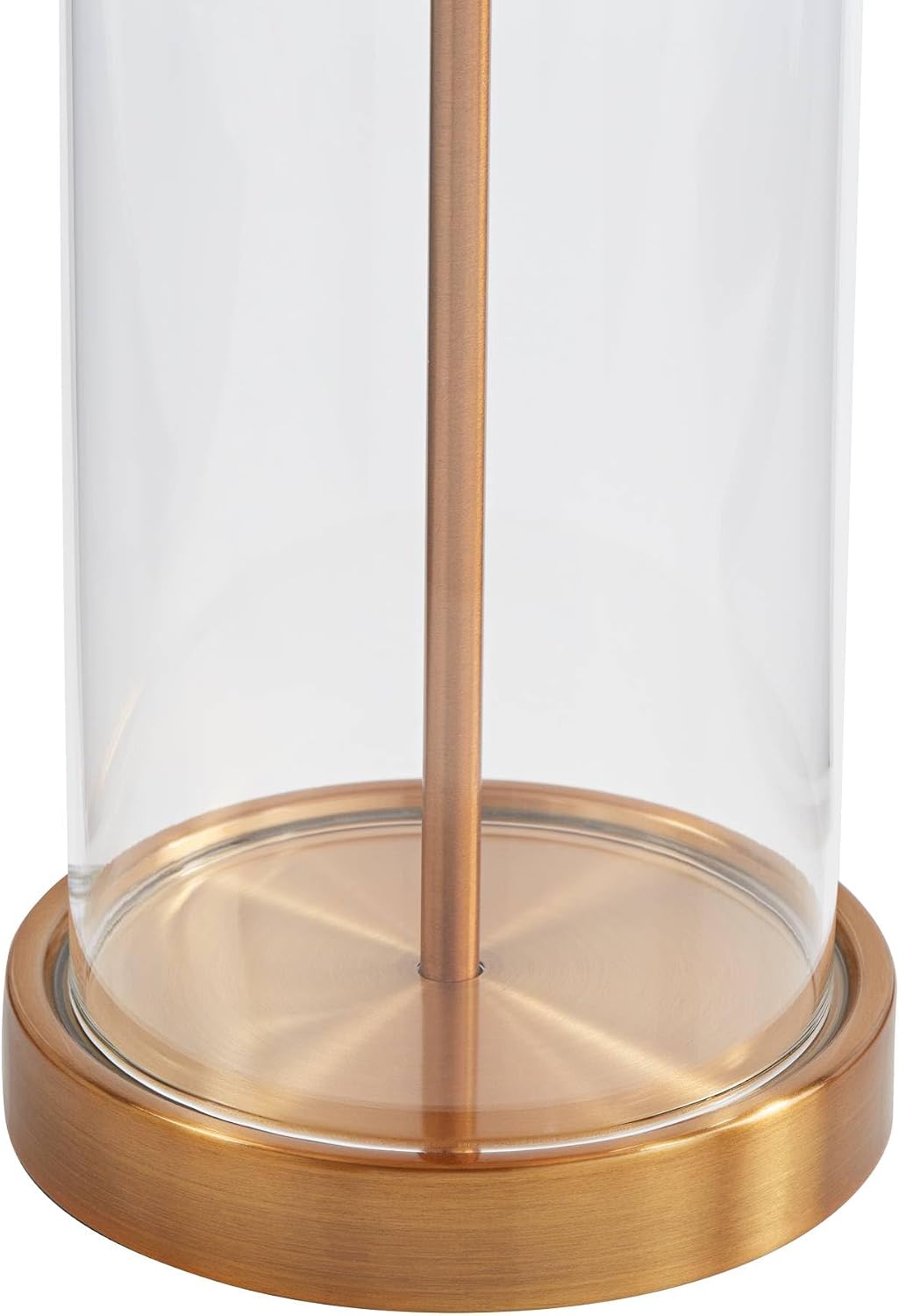 360 Lighting Modern Table Lamp Fillable 26' High Warm Gold Clear Glass Cylinder Black Hardback Drum Shade Decor for Living Room Bedroom House Bedside Nightstand Home Office Family Entryway