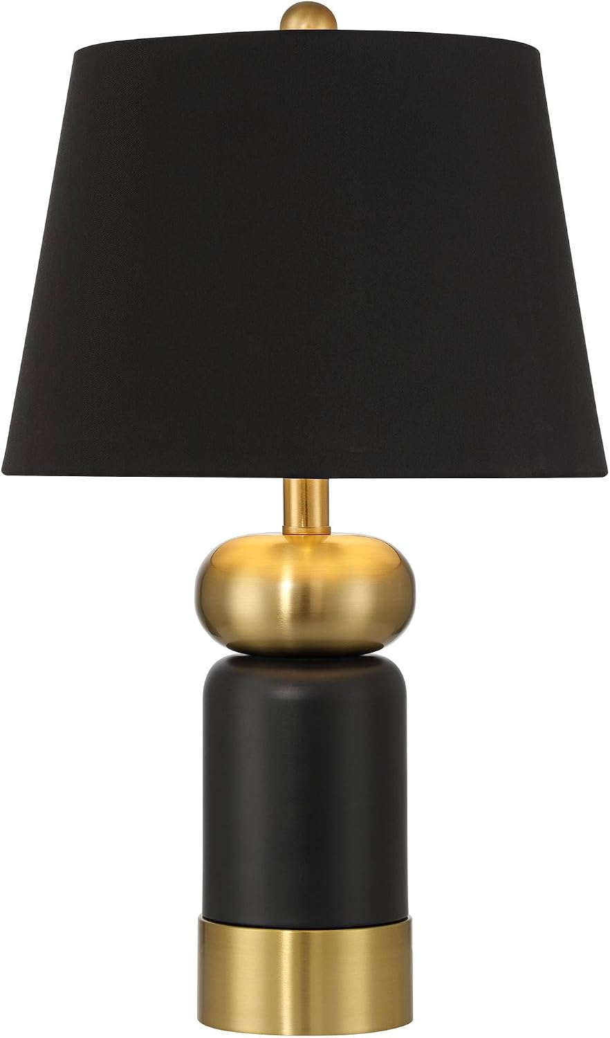 360 Lighting Anthem 21 3/4' High Small Modern Accent Table Lamp Black Gold Brass Finish Metal Single Fabric Black Shade Living Room Bedroom Bedside Nightstand House Office Home Reading Kitchen