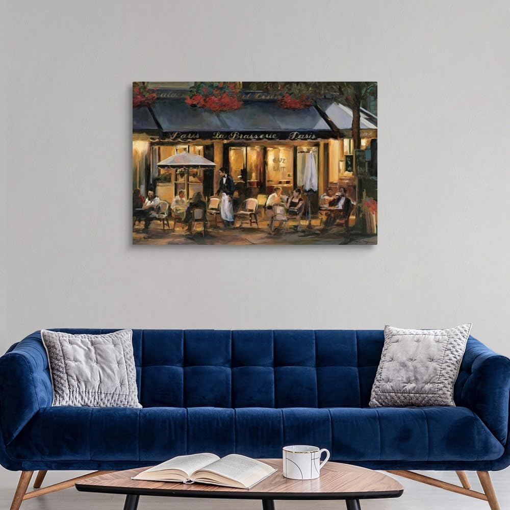 CANVAS ON DEMAND La Brasserie Canvas Wall Art Print by Marilyn Hageman, Traditional, Home Decor, Street Scene, Nature Artwork, 48' x32in