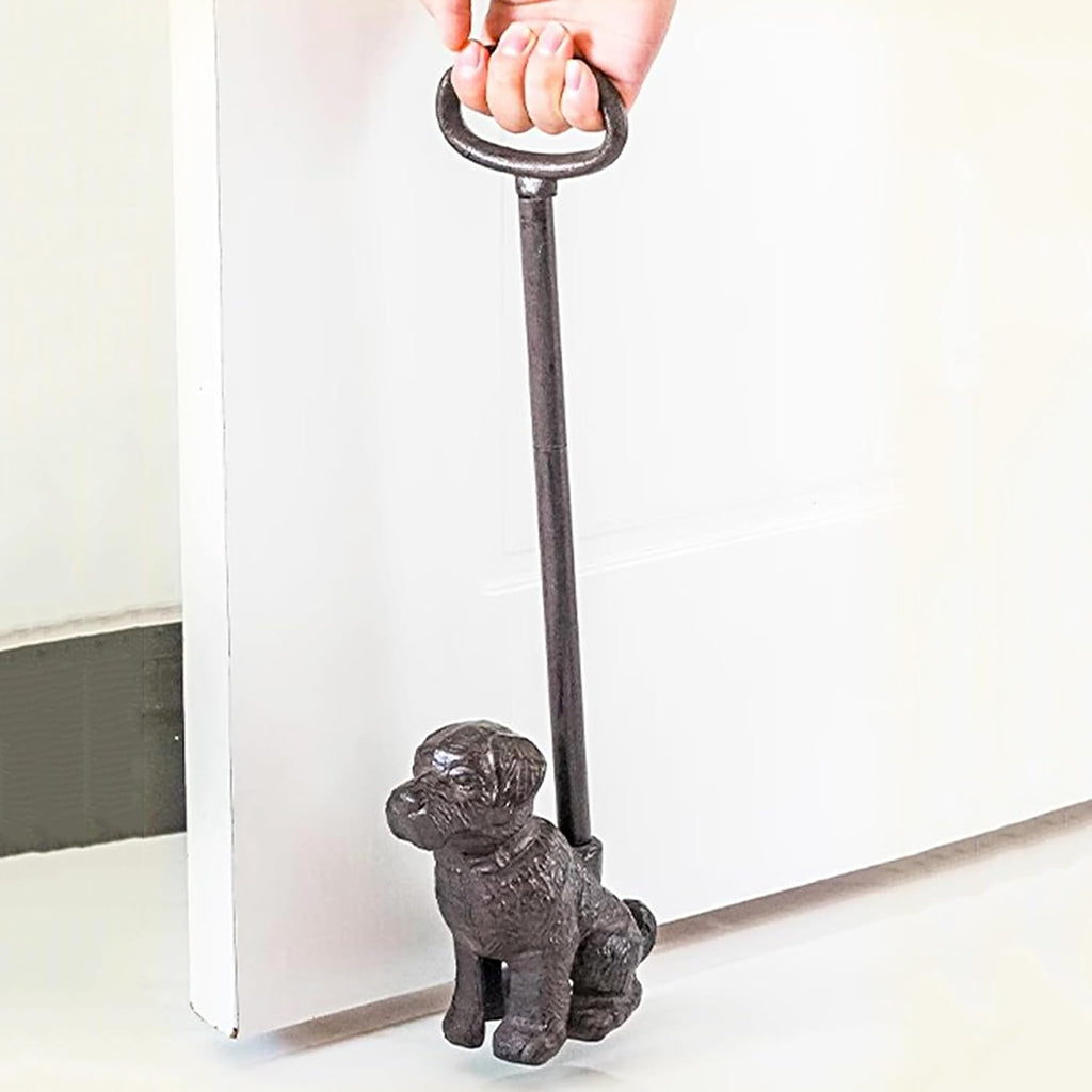 Retro Cast Iron Door Stopper with Handle, Heavy Duty Dog Door Weight for Interior/Exterior Under The Door, Portable